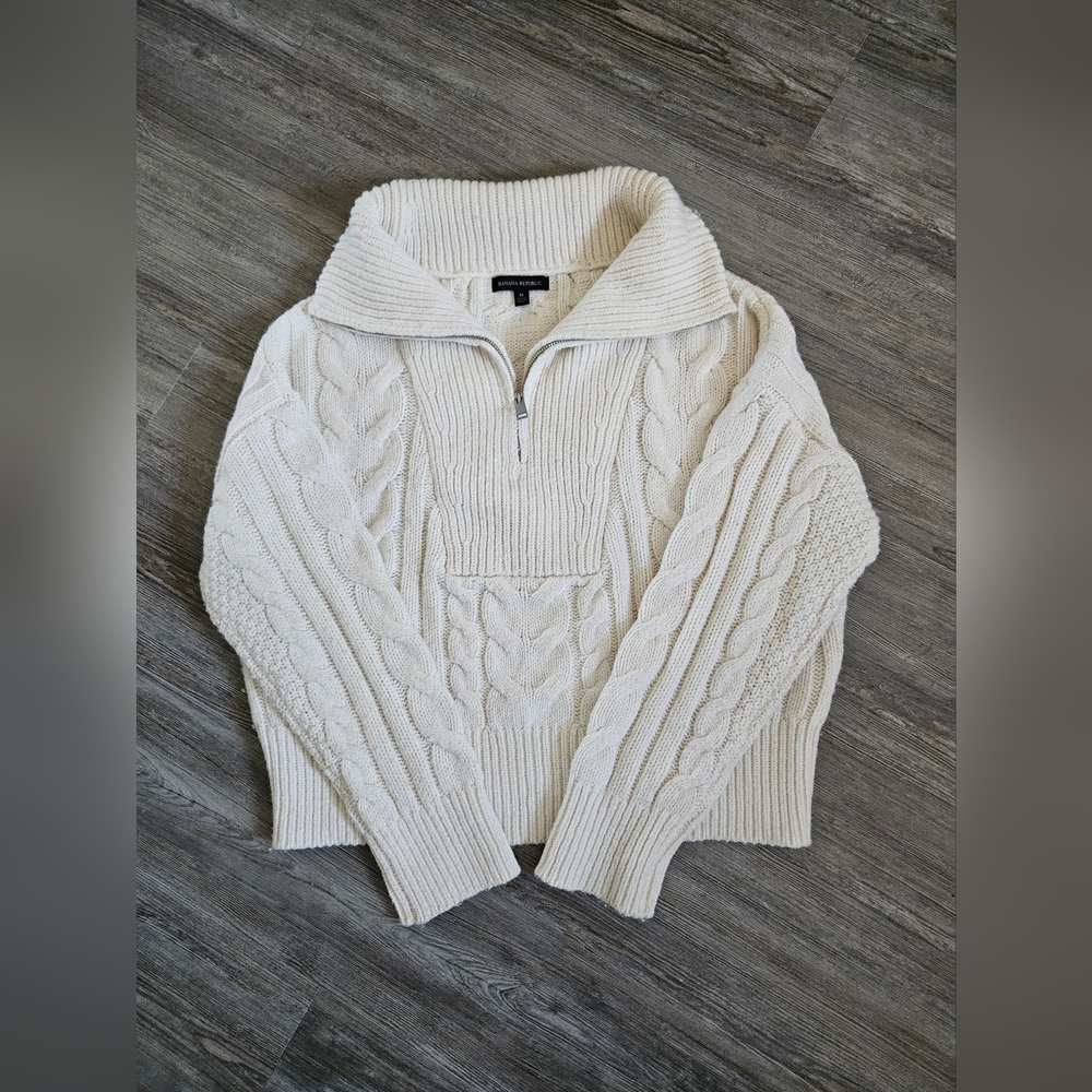 Banana Republic Women's 3/4 zip Wool Sweater
